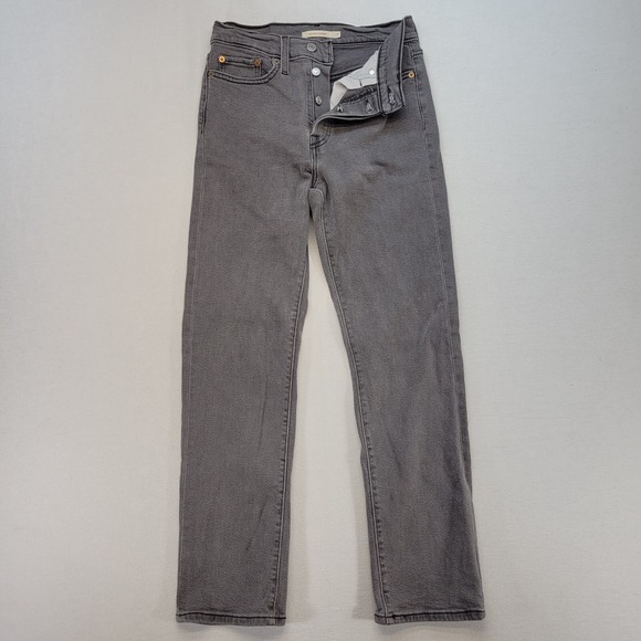 Levis Jeans Womens 27 Gray‎ Wedgie Straight Button Fly Mid Rise Denim - Picture 1 of 14